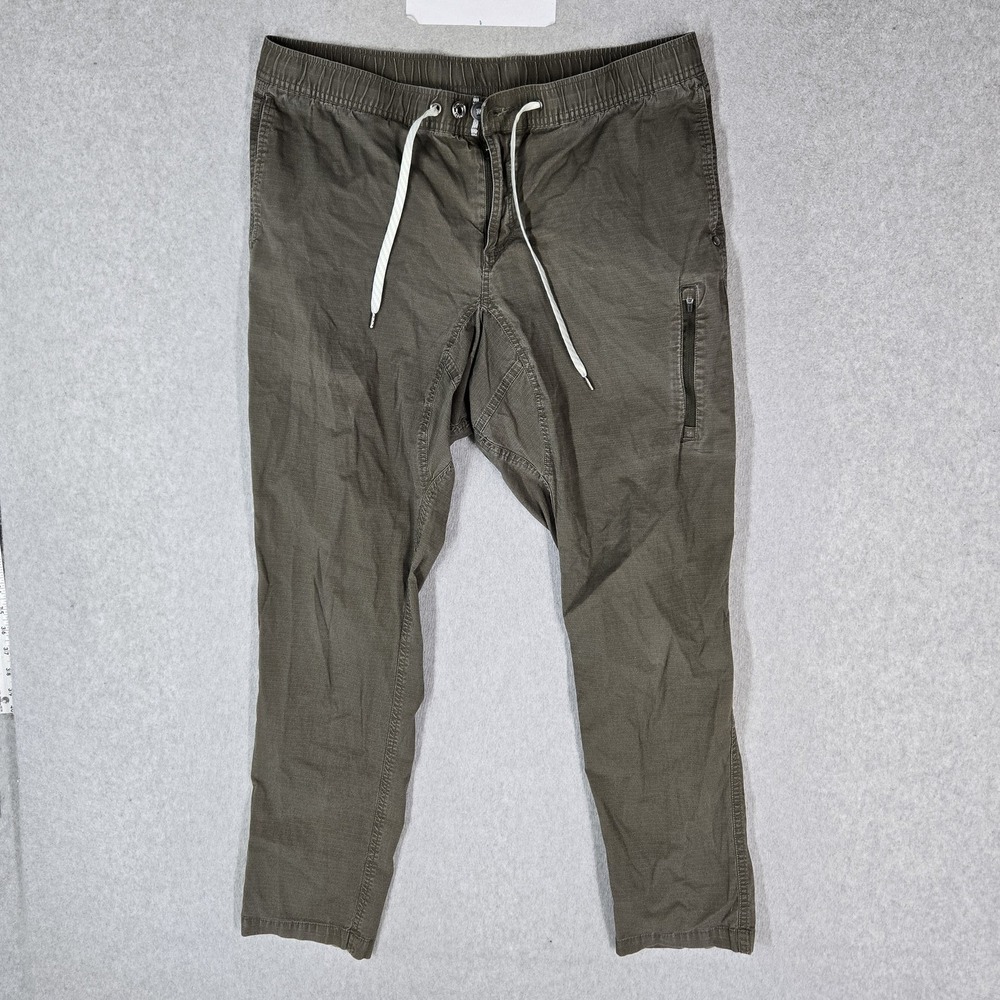 Vuori Men Pants L Olive Green Jogger Ripstop DuraTerra 27" Inseam Pockets READ